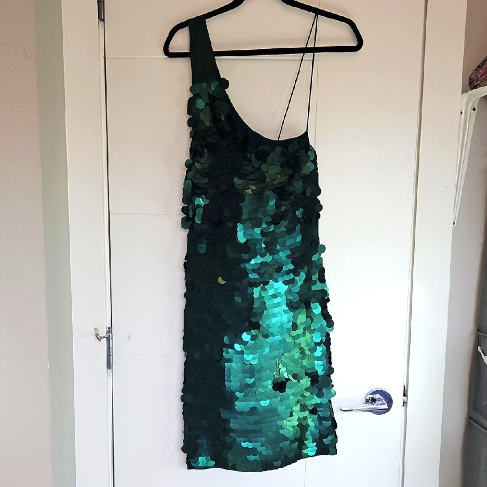 Anthropologie Maeve Emerald Green Sequin Dress